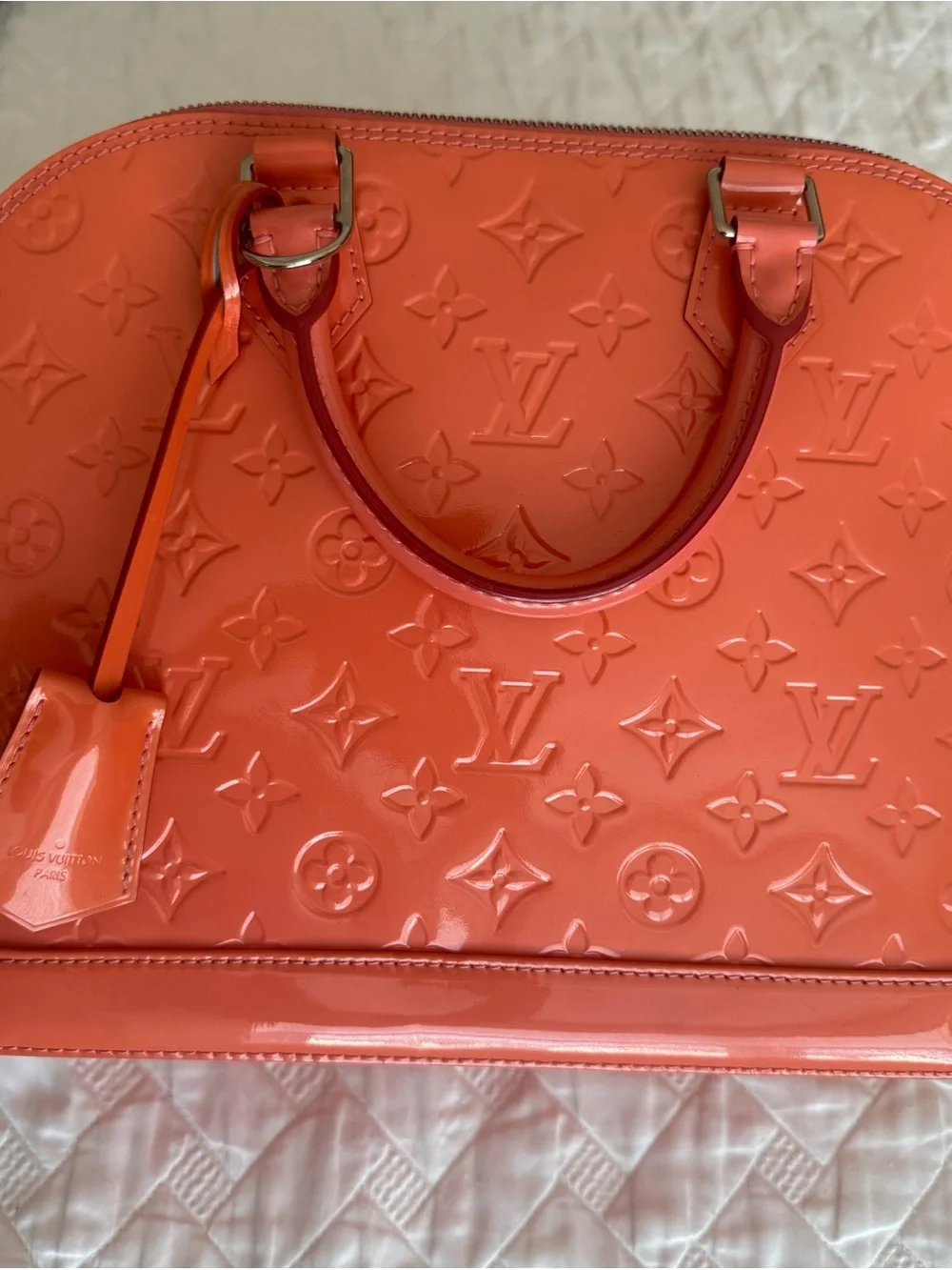 Louis Vuitton Coral Vernis Alma Satchel